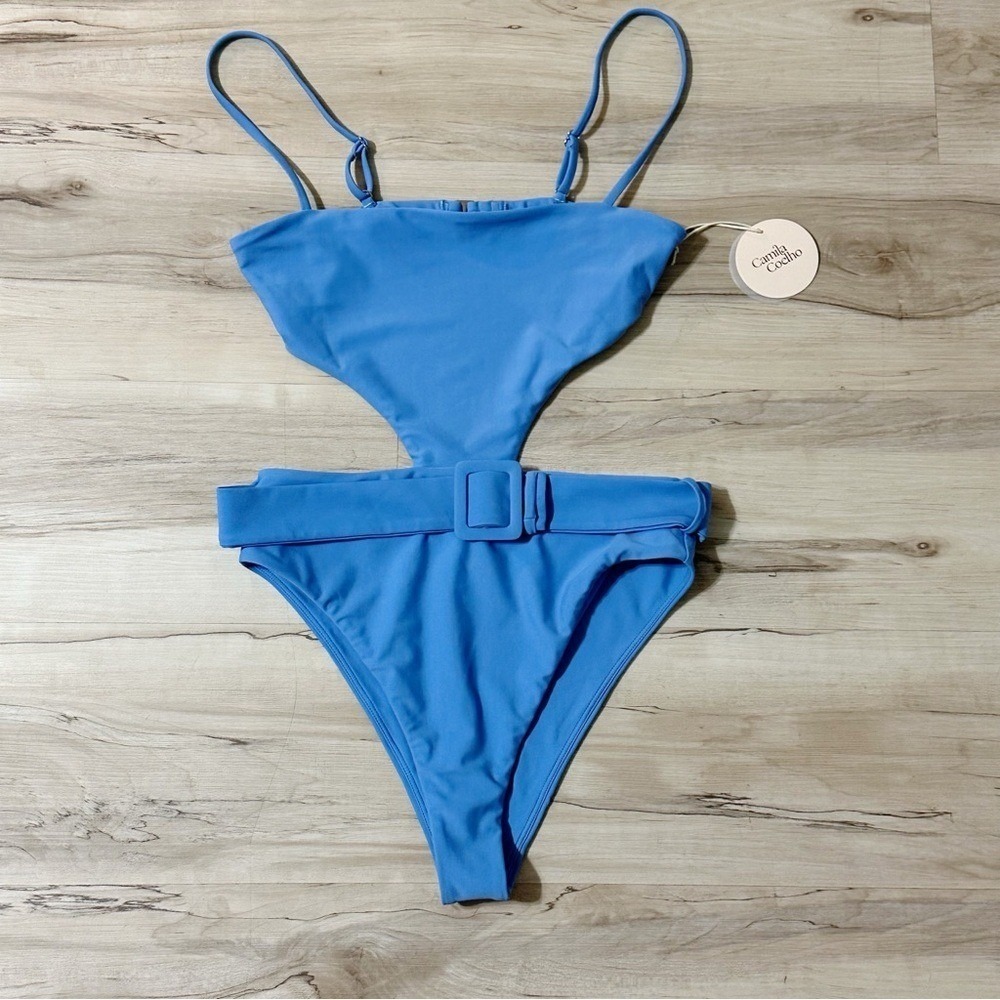 Camila Coelho Camila Paulista One Piece in SeaBreeze Cutouts with Belt Size Sm